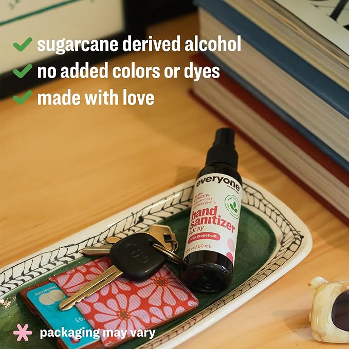 Everyone Hand Sanitizer Spray, 2 Fl Oz, Ruby Grapefruit, Sugar Cane Alcohol