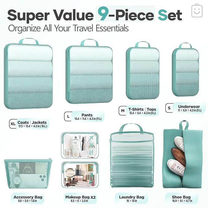 Veken 9/11 Set Compression Packing Cubes