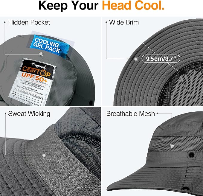 GearTOP Safari Sun Hat for Men and Sun Hats for Women UV Protection UPF 50+