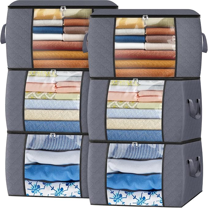 Fab totes 24 Gallons Clothes Storage, Foldable Thick Fabric Blanket Storage Bags