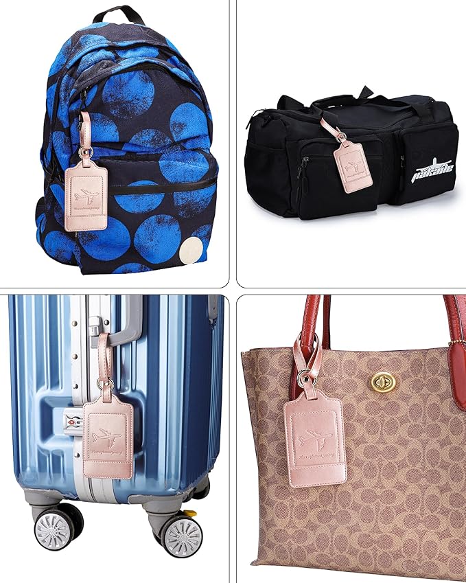 Teskyer Luggage Tags, 3 Pack Premium PU Leather Luggage Tags