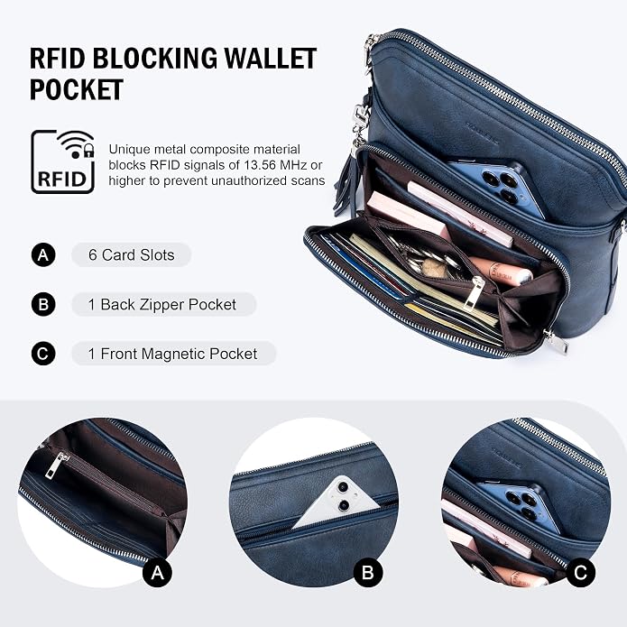 Crossbody Purse for Women, Lightweight Medium Crossbody Bag Soft Leather