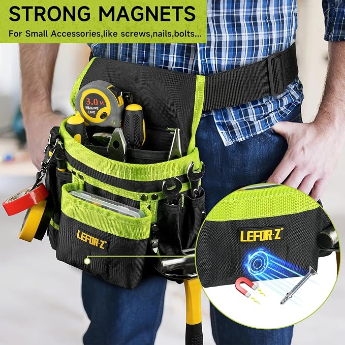 Tool Belt, Magnetic Tool Pouch, 14-Pockets Tool Belts