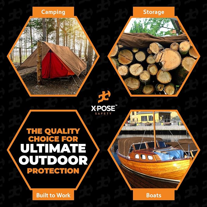 Multipurpose Protective Cover Brown Poly Tarp 10' x 20'