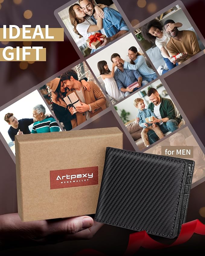 Mens Wallet Genuine Leather Bifold RFID Blocking Wallet