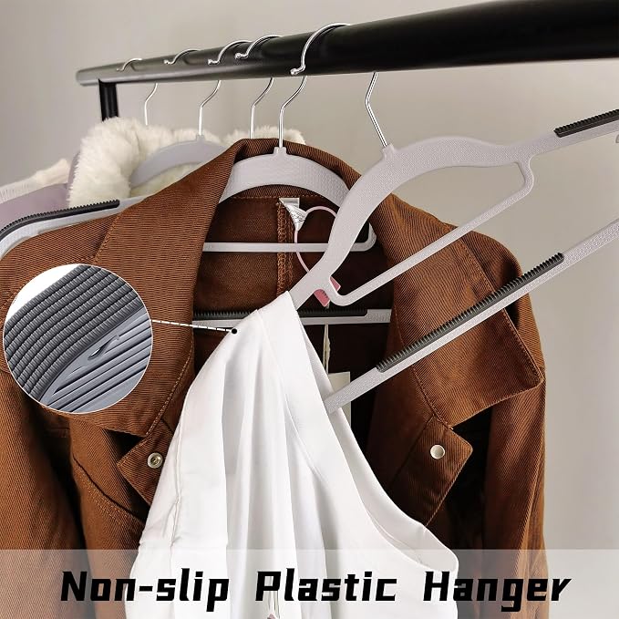 50 Pack Plastic Clothes Hangers Non Slip