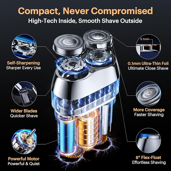 All-Metal Mini Electric Shaver for Men – Portable Travel Razor