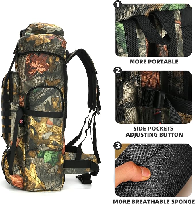King'sGuard 70L Camping Hiking Backpack Tactical Backpack Military Molle