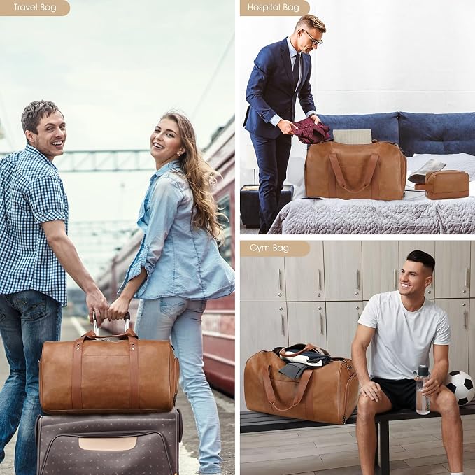 Wogarl 3PCS Leather Weekender Bag