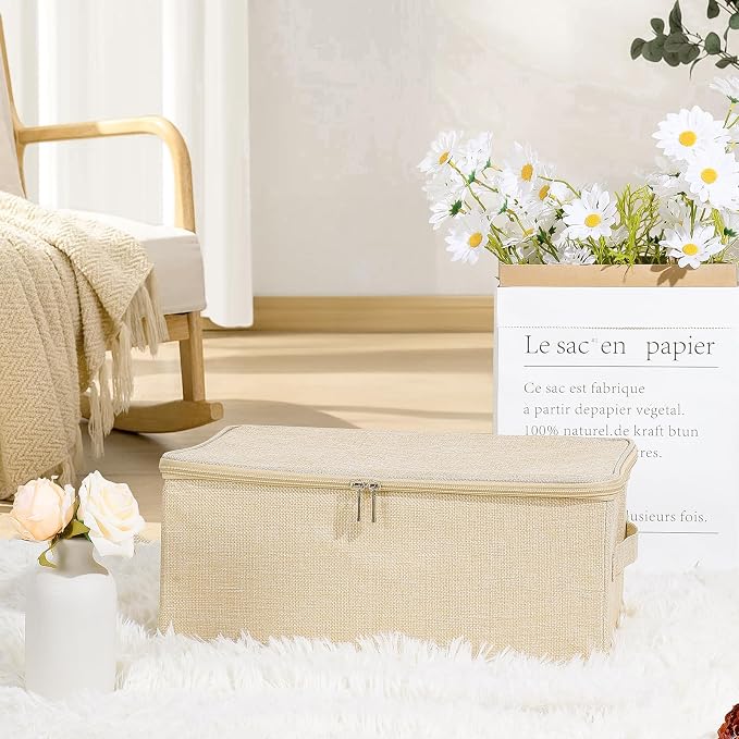 ANMINY Storage Bins with Zipper Lids 13 Qt Lidded Fabric Storage Boxes Baskets