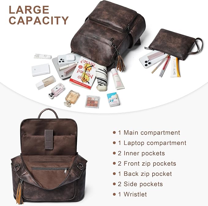 Shrrie Vegan Leather Laptop Backpack