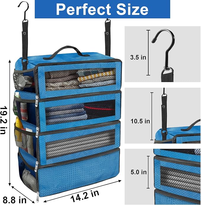 Suitcase Organizer, Travel Luggage Organizer Portable Hanging Travel Shelves