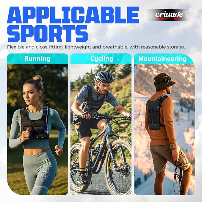 USA Original Patent Running Hydration Vest Backpack, Lightweight Chest Pack