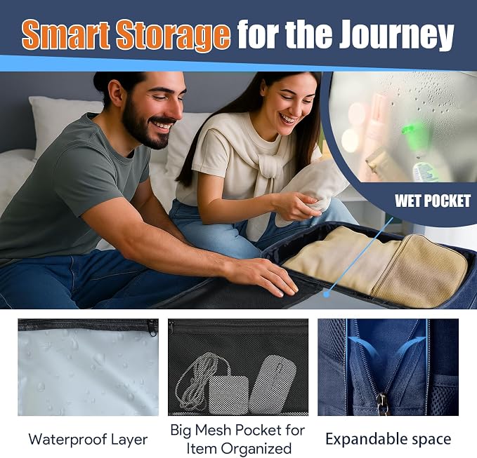 55L Travel Backpack, Extra Large Laptop Backpack, Carry On Backpack, Expandable