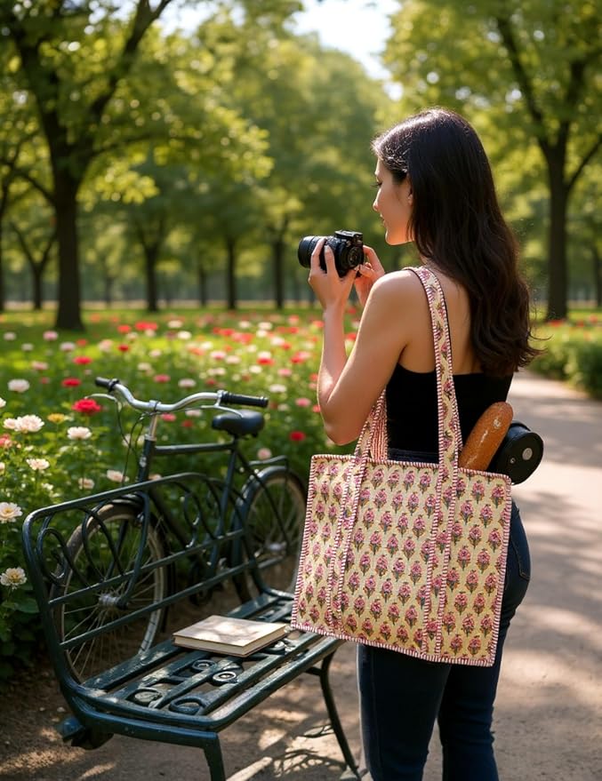 Cotton Quilted Tote Bag for Women – Large Beach & Travel Tote
