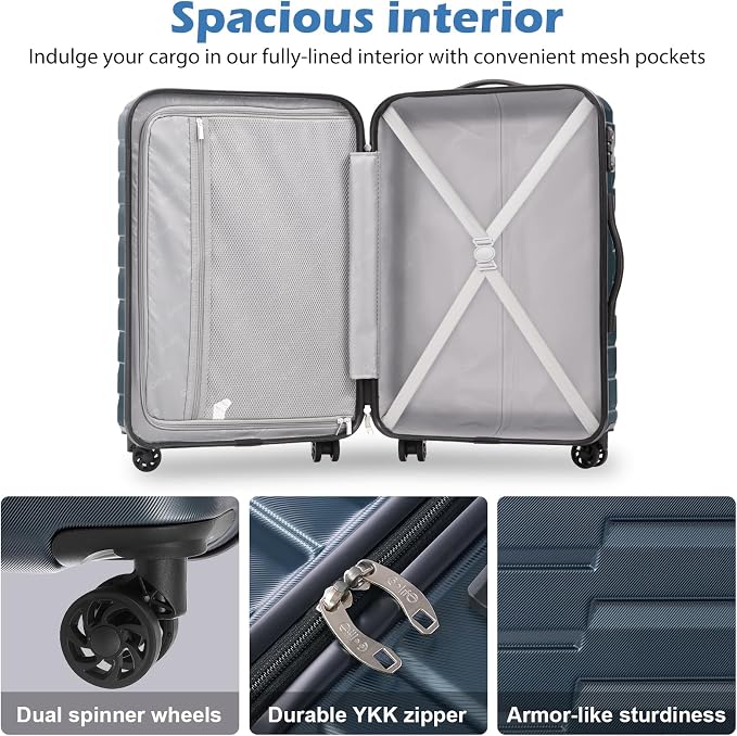 COOLIFE Luggage Expandable Suitcase PC ABS TSA Luggage 3 Piece Set Lock Spinner