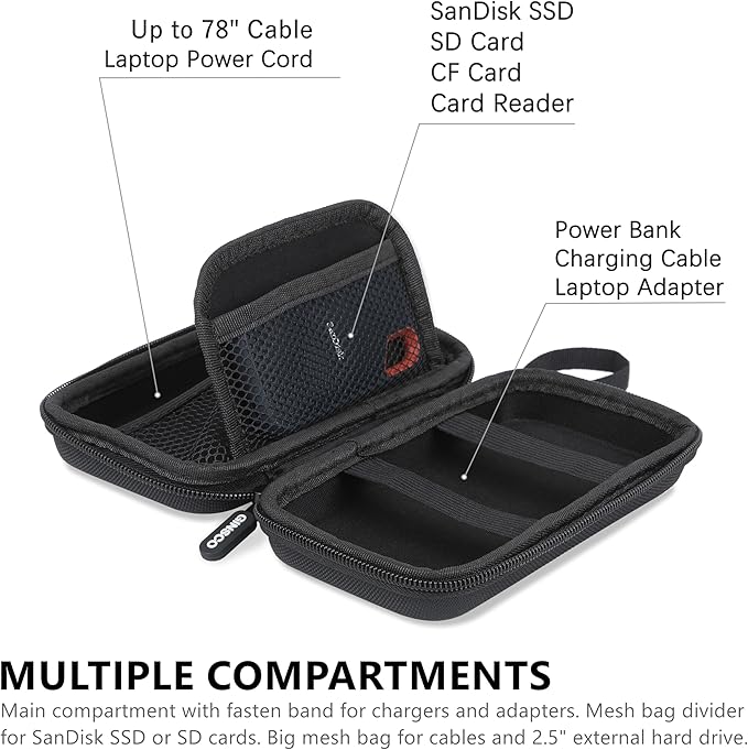 Ginsco Hard Shell Protection Case Electronic Accessories Organizer Pouch