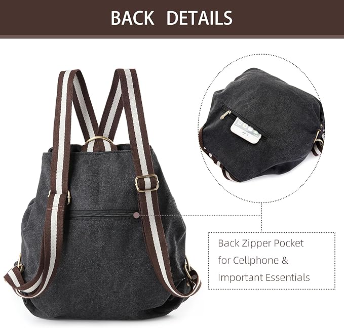 Goodhan WomCanvas Backpack Daypack Casual Shoulder Bag, Vintage Heavy-duty