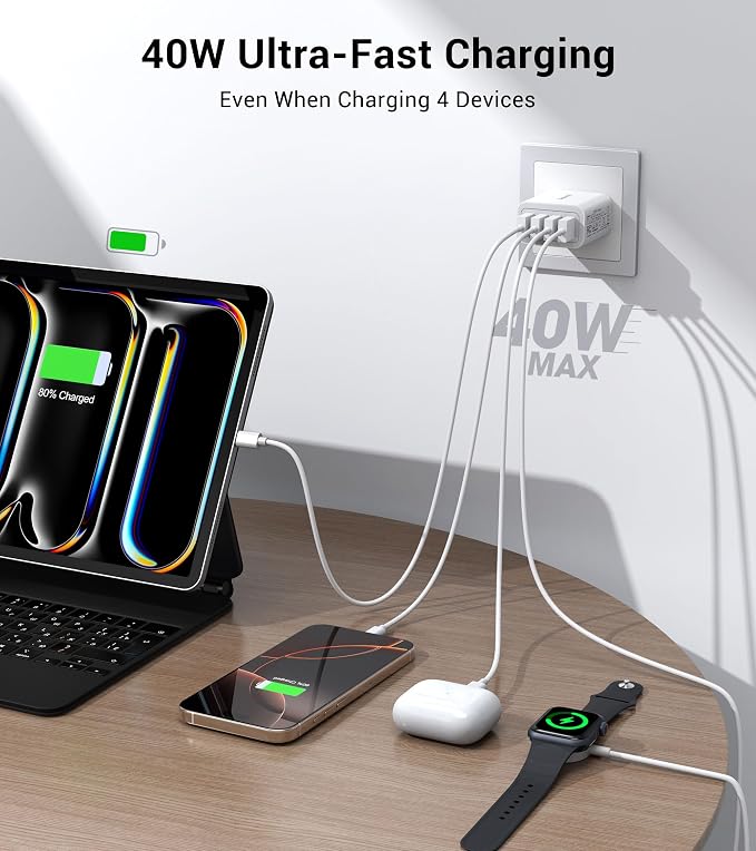 40W USB Wall Charger Block