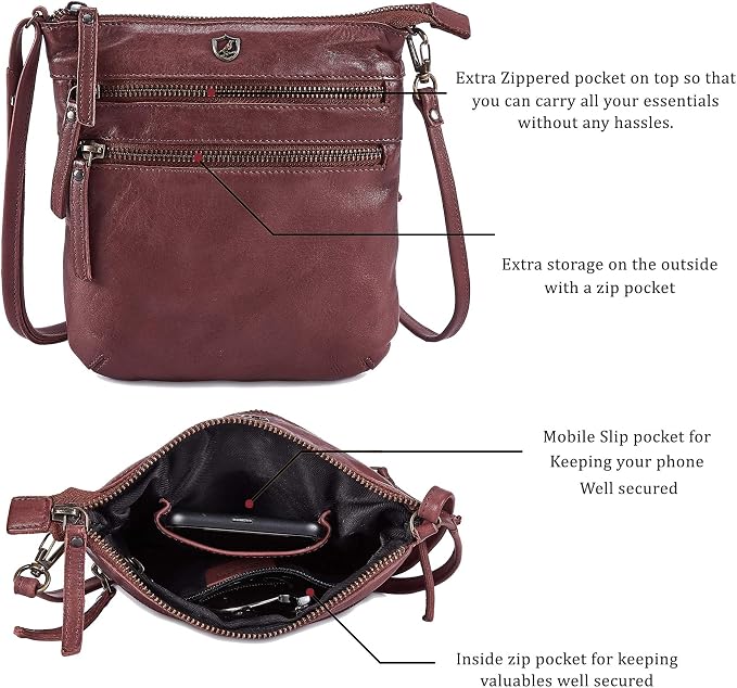 Crossbody Sling Bag for Women Small Real Leather Purse Vintage Travel Crossover