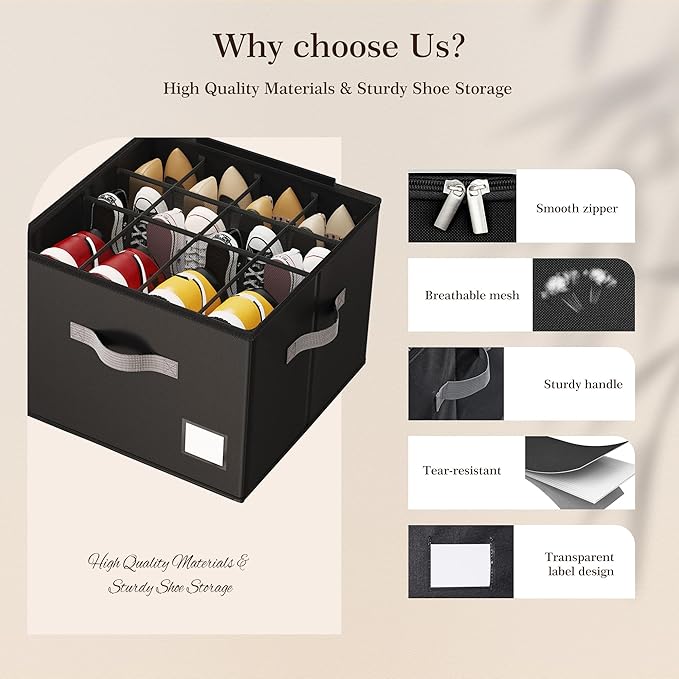 Criusia Shoe Organizer for Closet, Foldable Shoe Storage Organizer