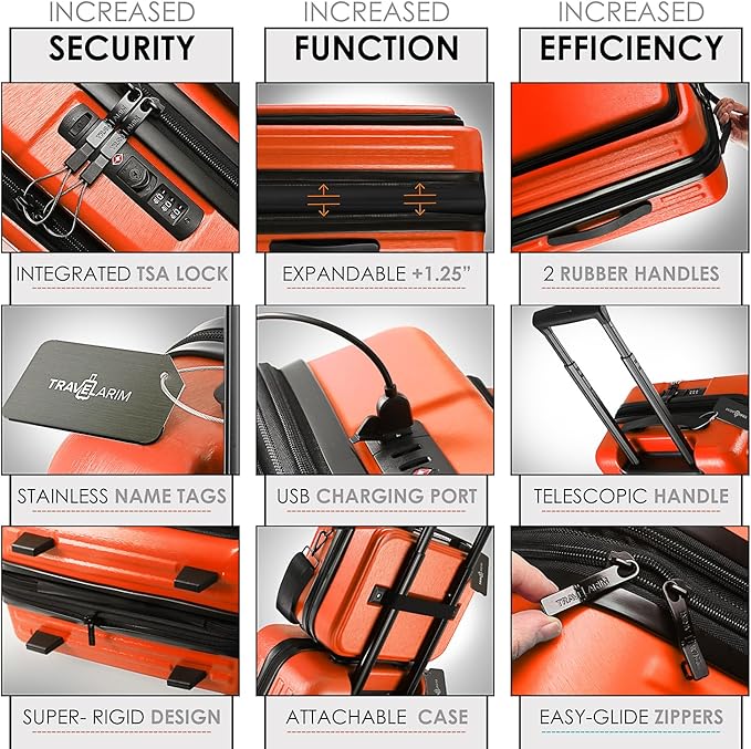 Hard Shell Luggage Sets with Spinner Wheels 4 Piece, Expandable Large Suitcases