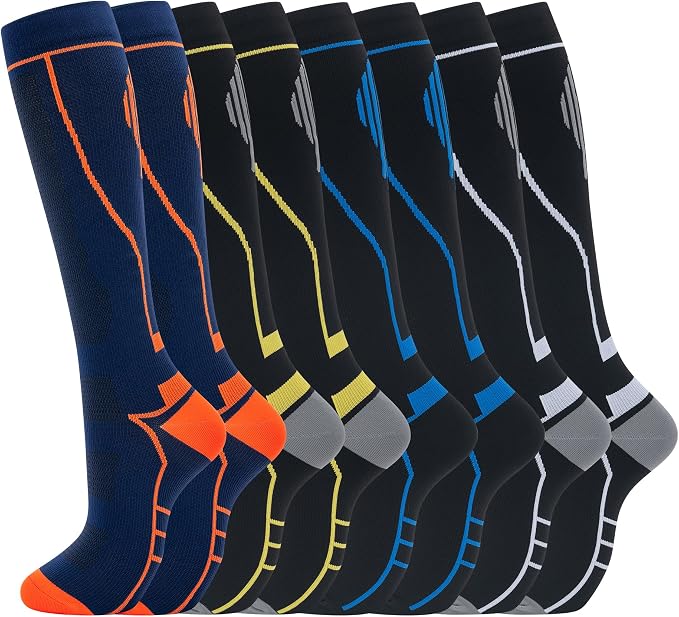 Compression Socks for Women Men Circulation Knee High 8 Pairs for Nurses