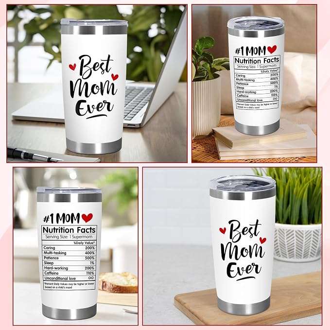 TEEZWONDER Mothers Day Gifts from Daughter Son - 20 oz Stainless Steel Insulated Coffee Tumbler with Lid - Birthday Gifts for Mom, Mothers in Law, Mama, Grandma, Tumblers for Women