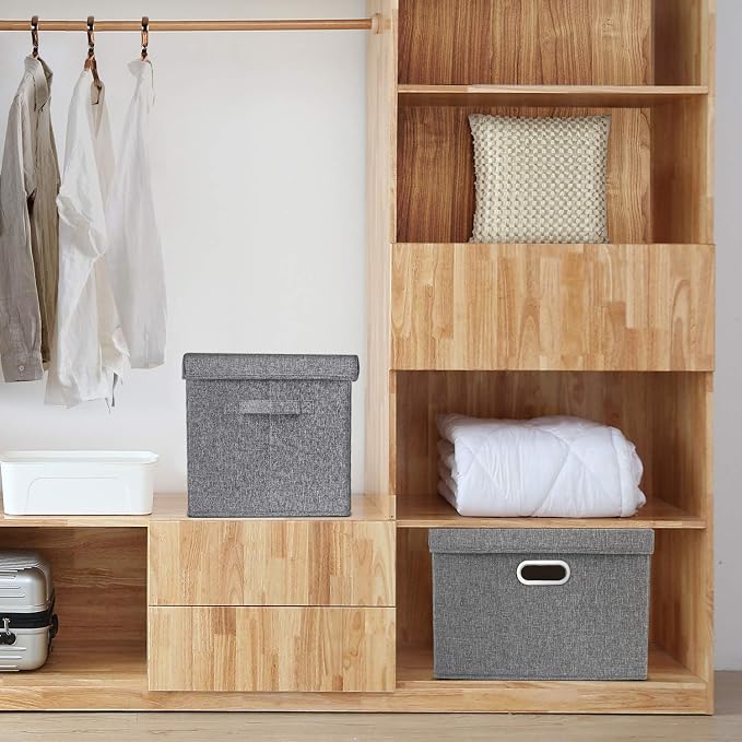 TYEERS Large Storage Bins with Lids, Collapsible, Fabric Storage Boxes