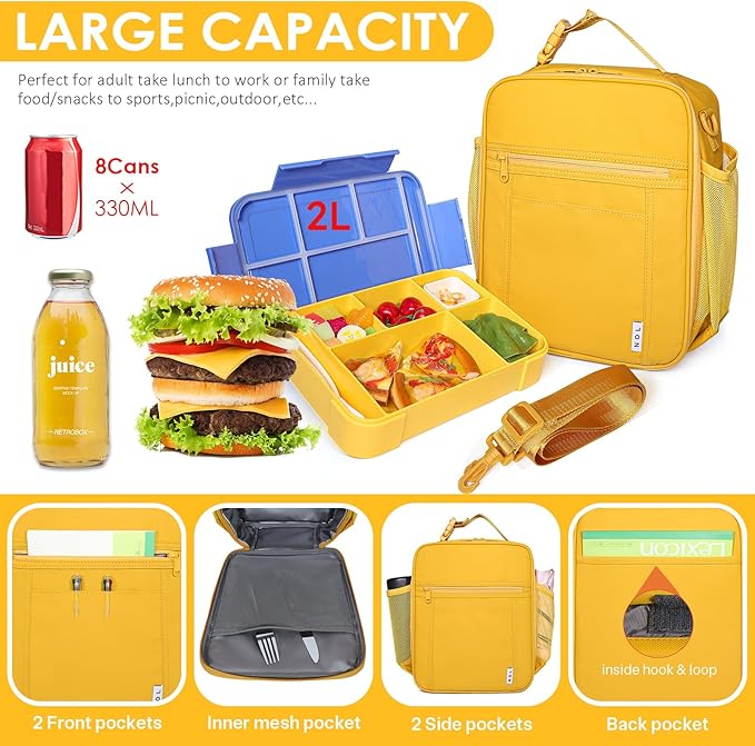 NOL Nylon Waterproof Kids Lunch Bag, Insulated Lunch Bag, Lunch box Cooler