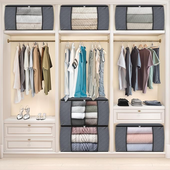 Fab totes 24 Gallons Clothes Storage, Foldable Thick Fabric Blanket Storage Bags
