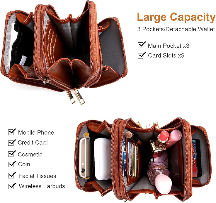 Crossbody Cellphone Purse Women Touch Screen Bag RFID Blocking Wallet Handbag
