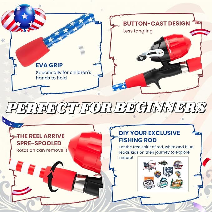 Kids Fishing Pole, Portable Telescopic Kids Fishing Poles