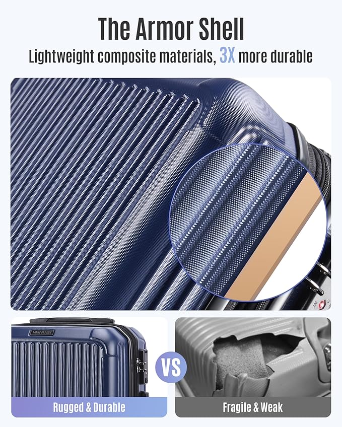 LIGHT FLIGHT Carry On Luggage 22x14x9 Airline Approved, Durable Hard Shell