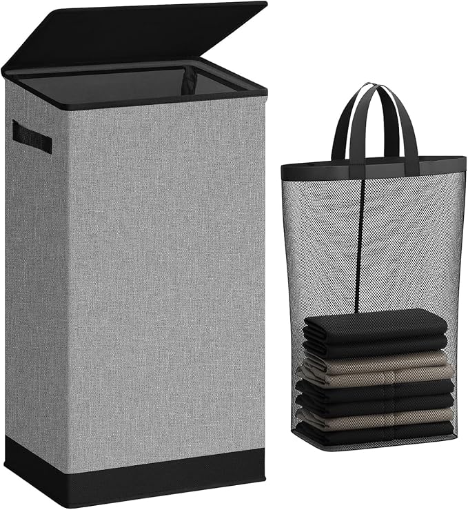 SOLEDI Laundry Hamper with Lid 100L Large & Tall Collapsible Laundry Basket
