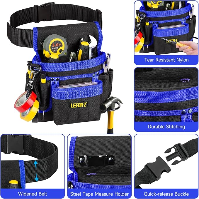 Tool Belt, Magnetic Tool Pouch, 14-Pockets Tool Belts