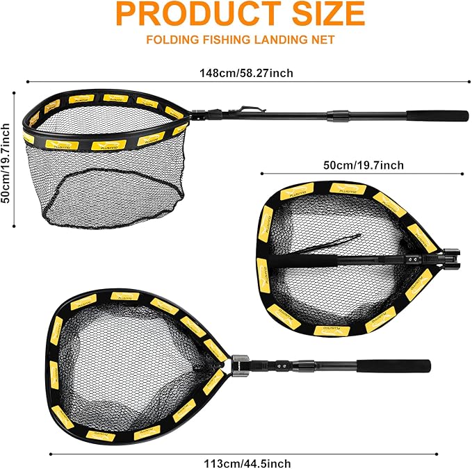 PLUSINNO Floating Fishing Net for Steelhead, Trout Fishing, Rubber Coated