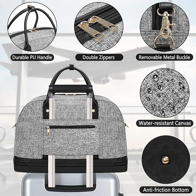 Weekender Bag for Women Canvas Overnight Bag Large Travel Tote Bag Carry on