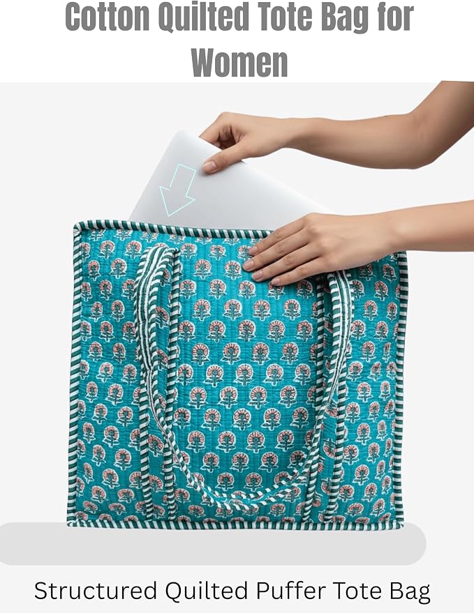 Cotton Quilted Tote Bag for Women – Large Beach & Travel Tote