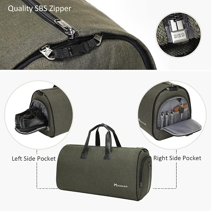 Convertible Garment Bag with Shoulder Strap, Modoker Carry on Garment Duffel Bag