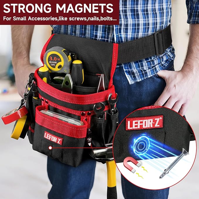 Tool Belt, Magnetic Tool Pouch, 14-Pockets Tool Belts