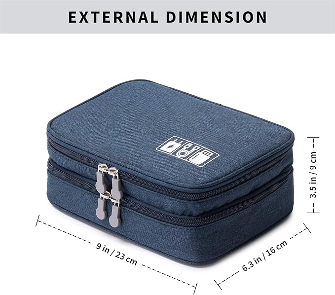 Lanola Travel Cable Organizer Bag, Electronic Accessories Case Portable Double
