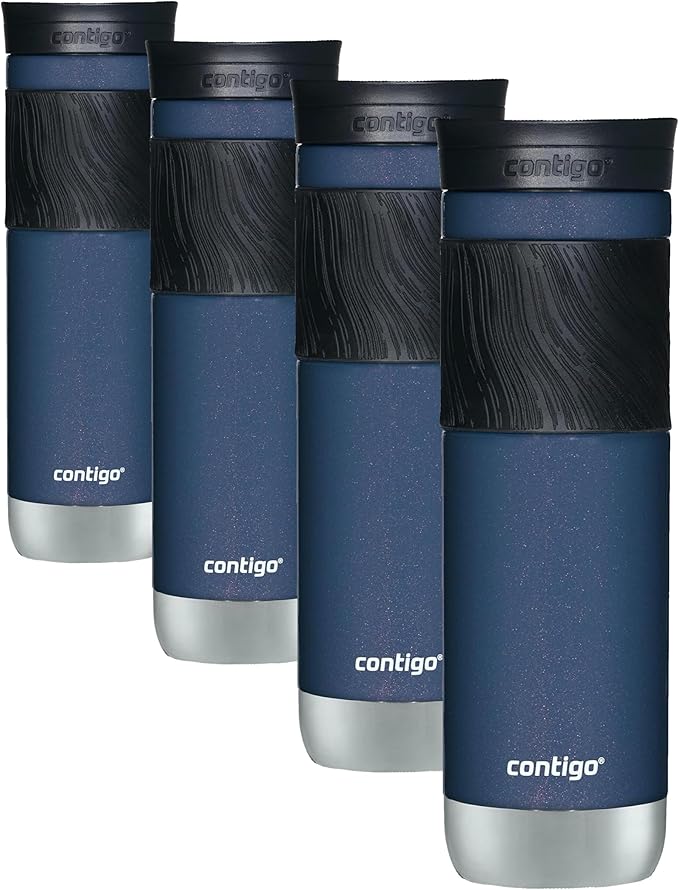 Contigo Byron Travel Mug, Insulated Stainless Steel, 24oz | Leak-Proof Lid | BPA-Free | ThermoLock Insulation | Pack of 4