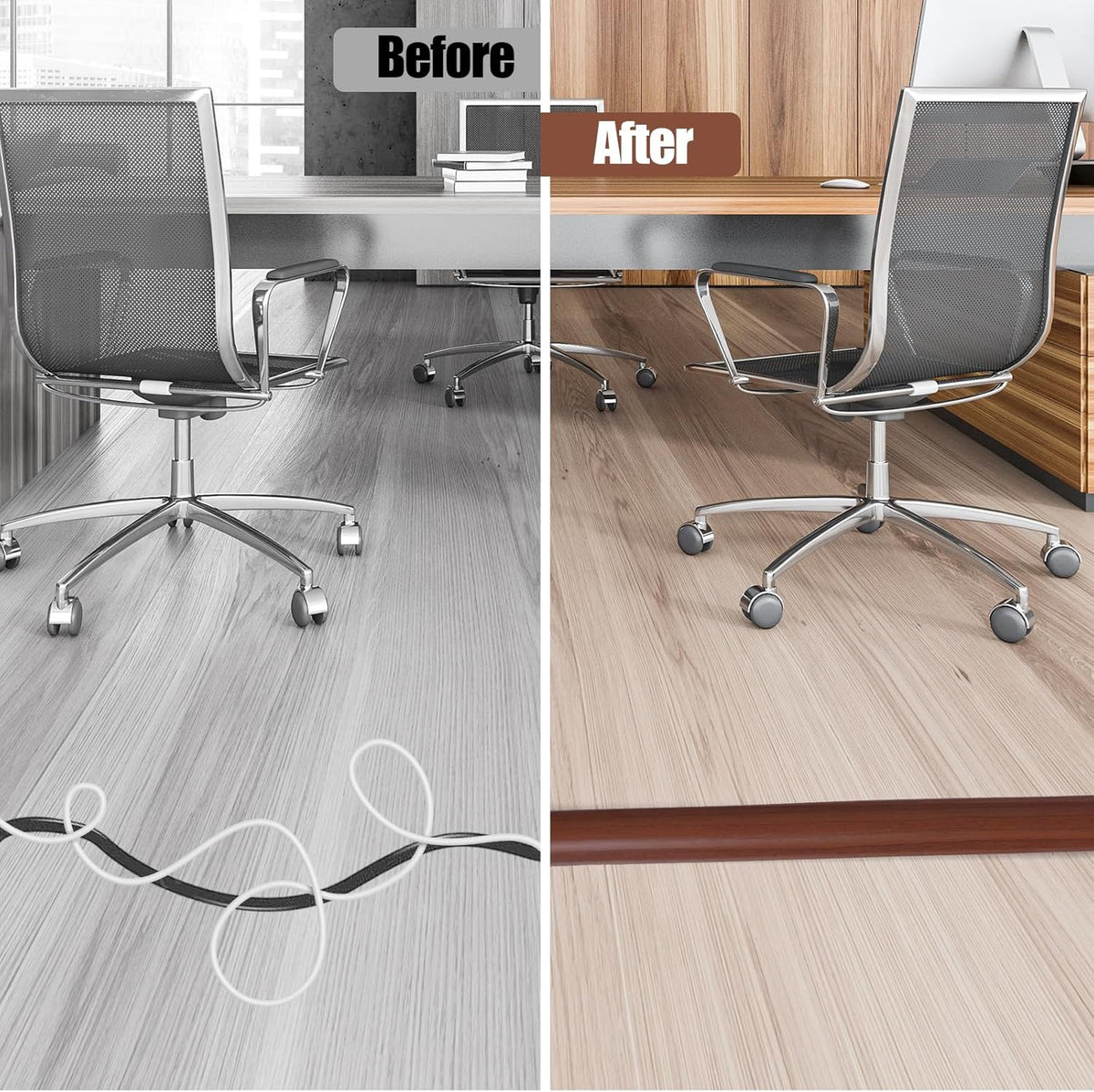 Floor Cord Cover Self Adhesive Cord Hider,3.3FT Cable Management, Extension Strip Protector for Wires, Prevent Cable Trips for Offices, Gyms, Exhibitions Cavity:0.39"(W) x0.27(H) Wood Red Teak
