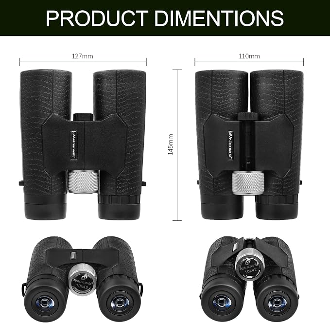 Astromania 10x42 Compact Binoculars -BK7 Prism -Gifts