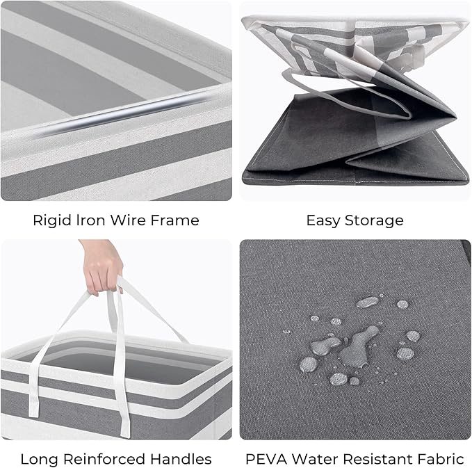 HomeHacks 2-Pack Large Laundry Basket, Waterproof, Freestanding Laundry Hamper