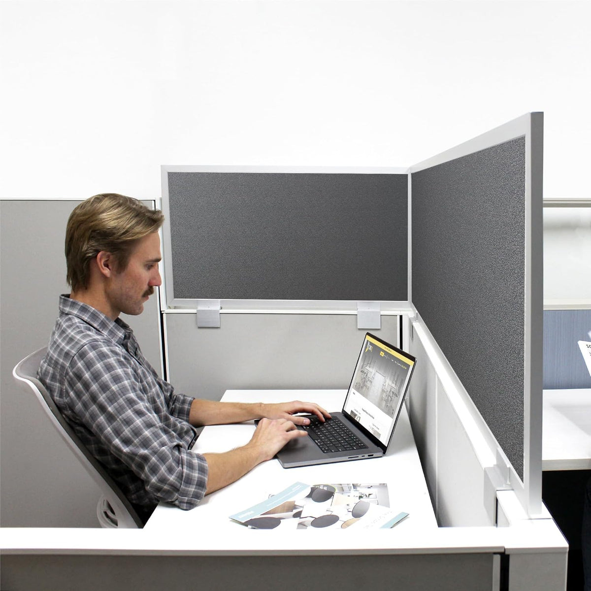 OBEX Acoustical Cubicle Privacy Screen Extender Desk Panel & Office Divider, Add Separation & Block Noise, 24" x 24", Graphite