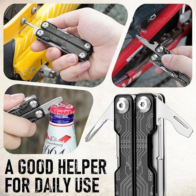 BIBURY Mini Keychain Multitool Scissors B12062B, 9 in 1 Multitool EDC Scissors