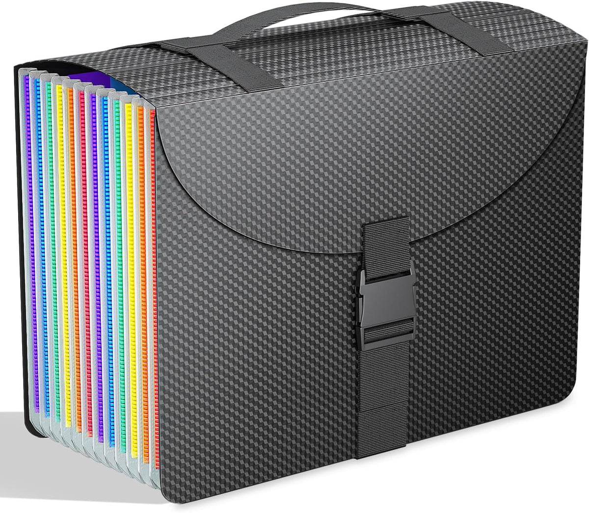 Expanding File Folders with Handle,Accordion File Organizer 13 Expandable Pockets,Portable Filing Box,Adjustable Support Strap,Colored Tabs,Paper Document Organizer,A4/Letter Size Diamond