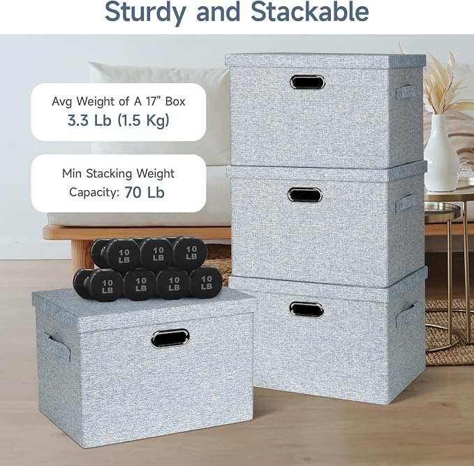Large 17" 36 Quart Collapsible Stackable Storage Bins